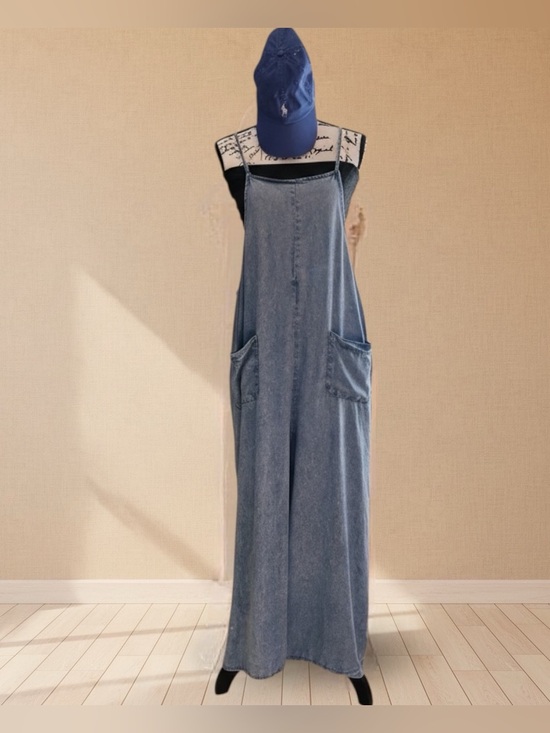 Zenana Pants - Zenana Mineral Wash Wide Leg Jumpsuit Medium Boutique Boho Pockets